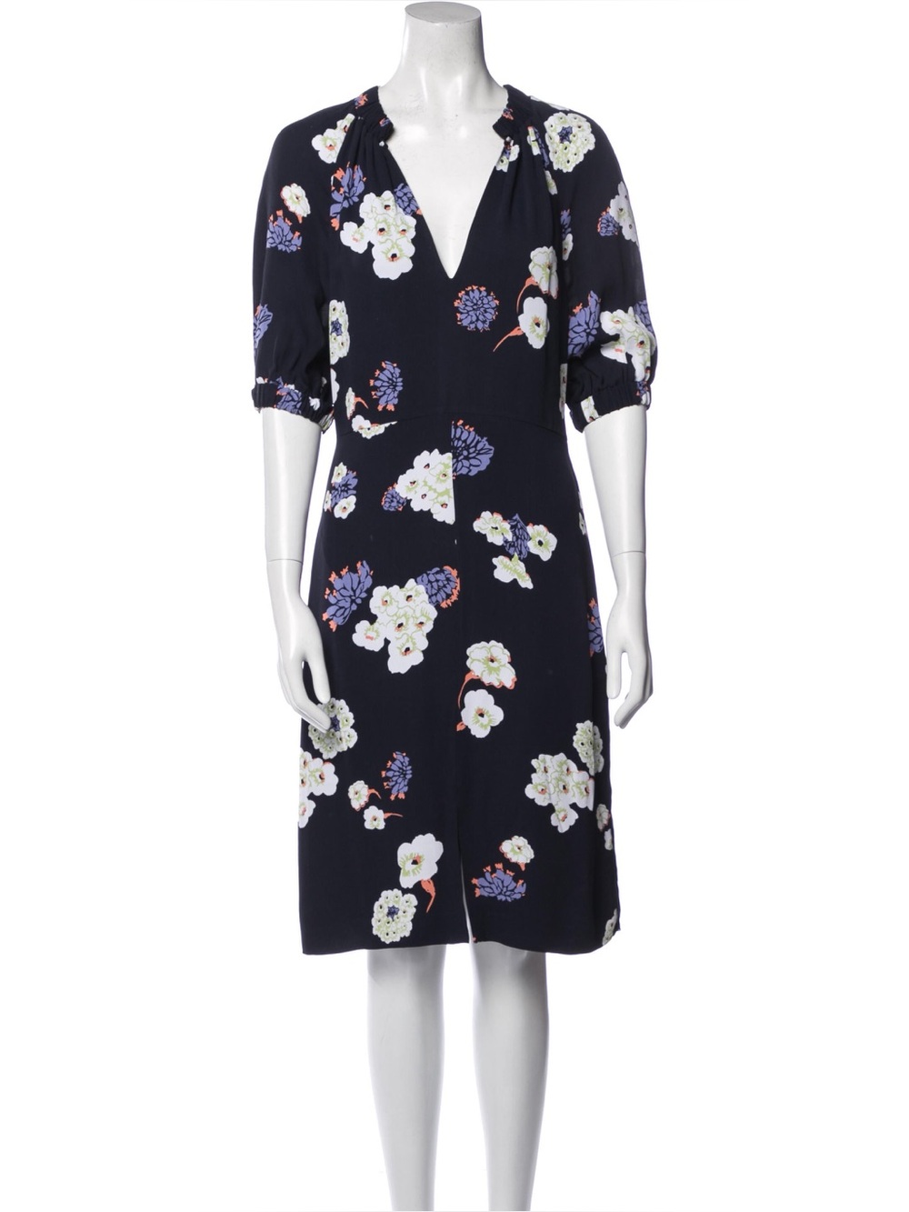 Women’s Lewit Navy Floral V-Neck Midi Dress